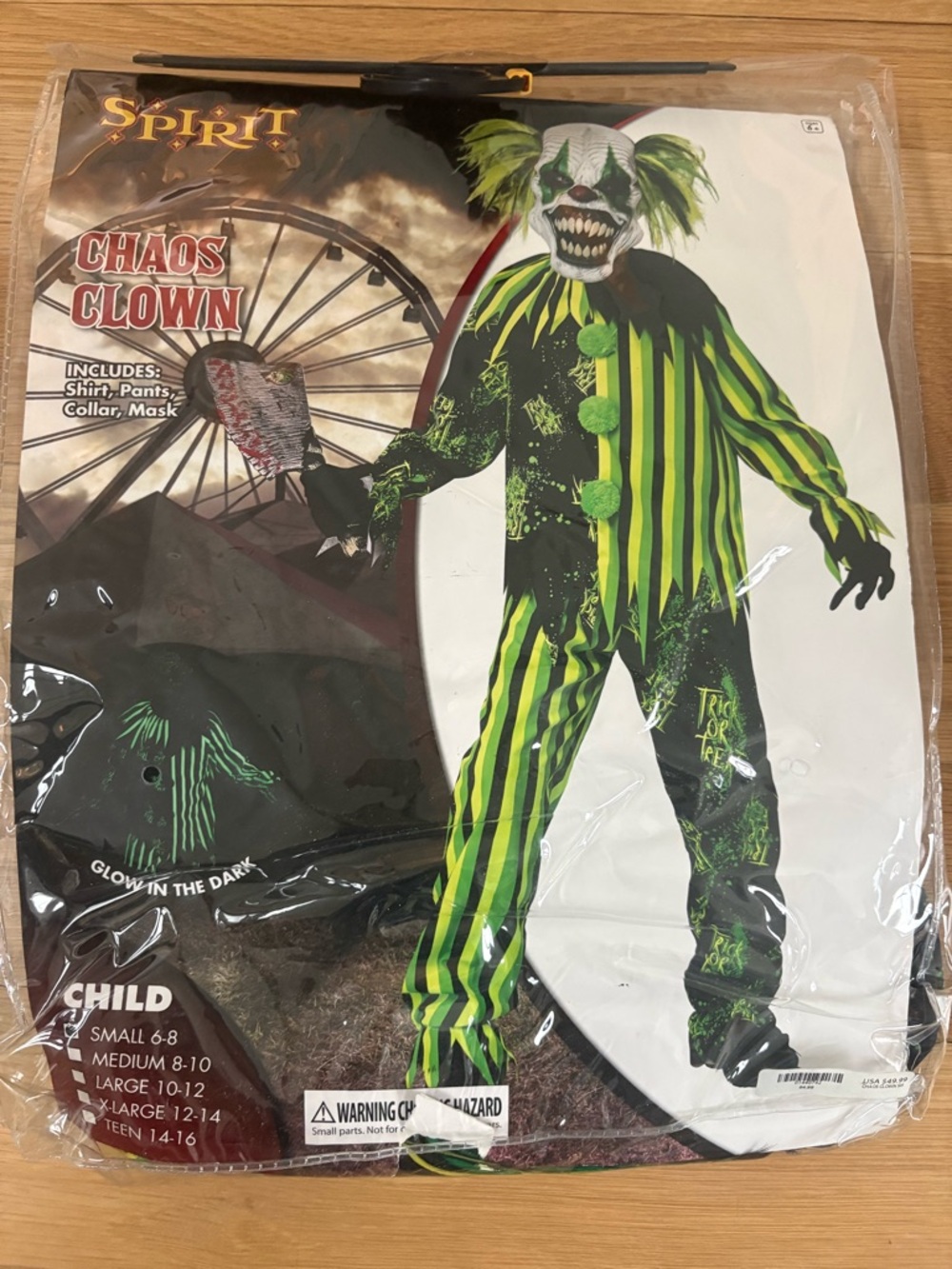 Spirit Halloween Chaos Clown Kids Costume - Neon Green & Black